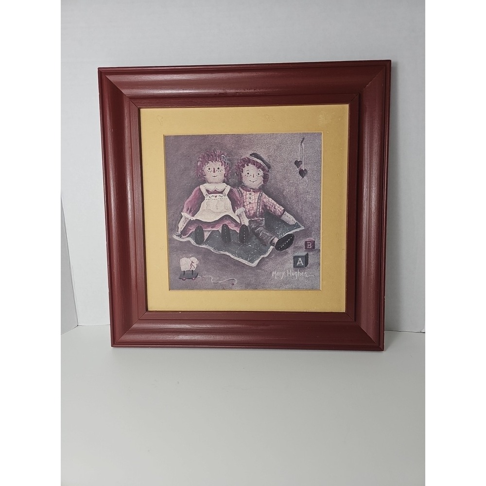 Vintage Raggedy Ann & Andy Folk Art Primitive Wall Art by Mary Hughes